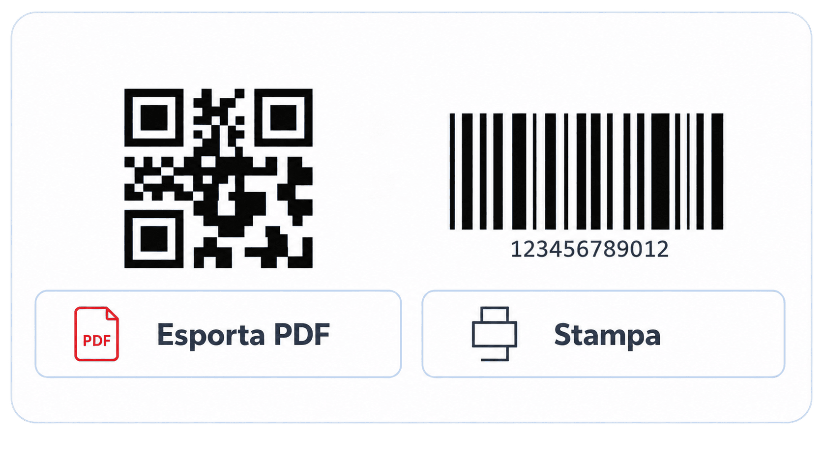 Tooltip, codice QR, codice a barre e controlli per PDF e stampa