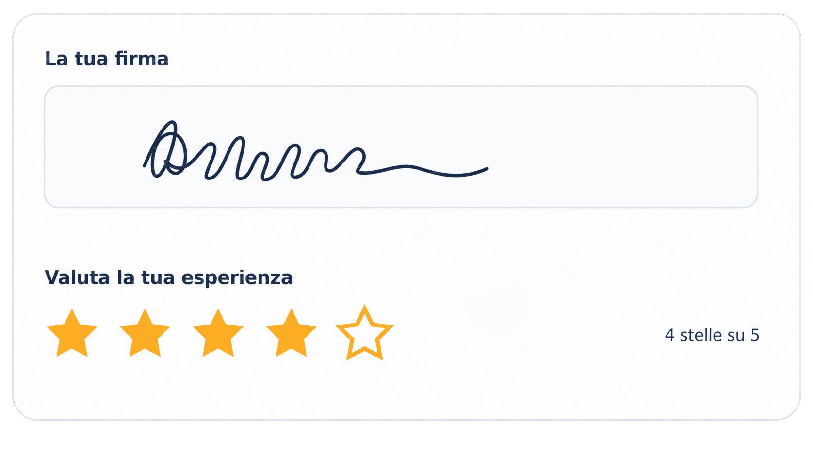 Campi per valutazioni a stelle e firma digitale