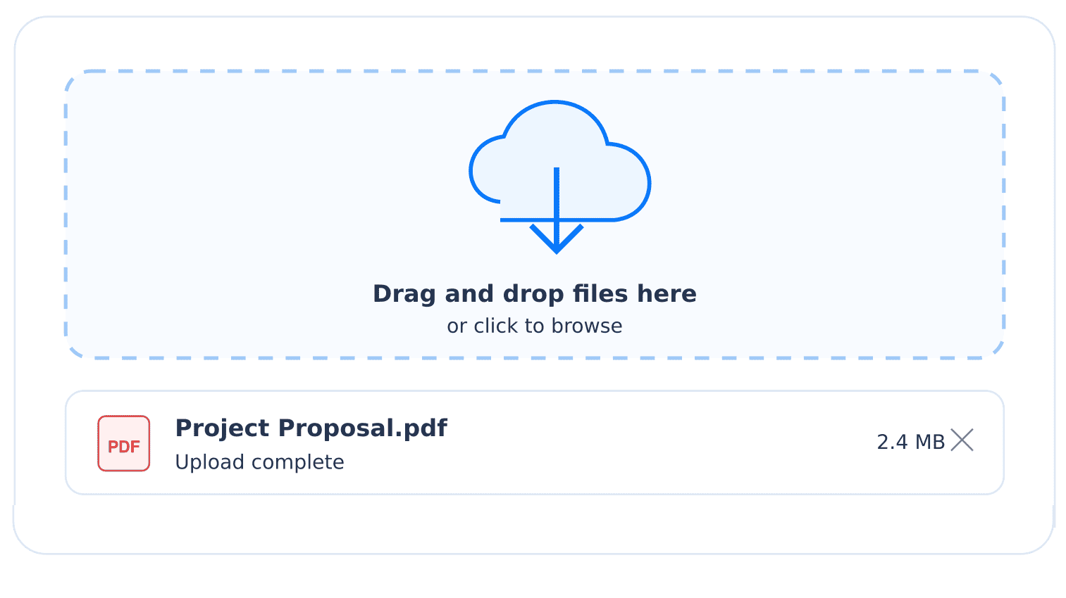 Area di caricamento drag-and-drop con provider di archiviazione cloud