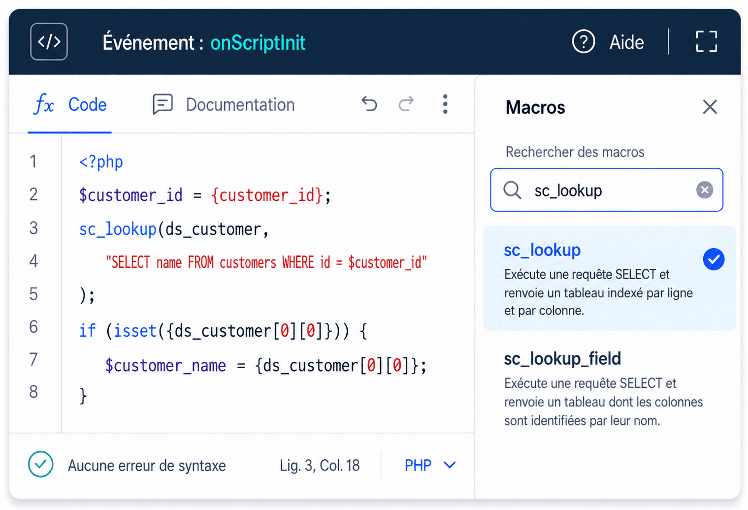 Macros Scriptcase