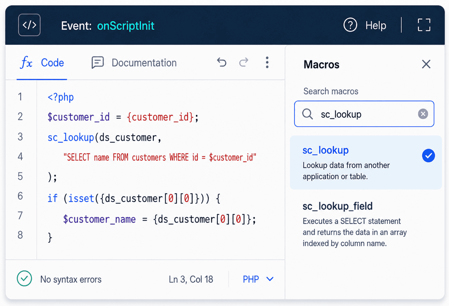 Scriptcase macros